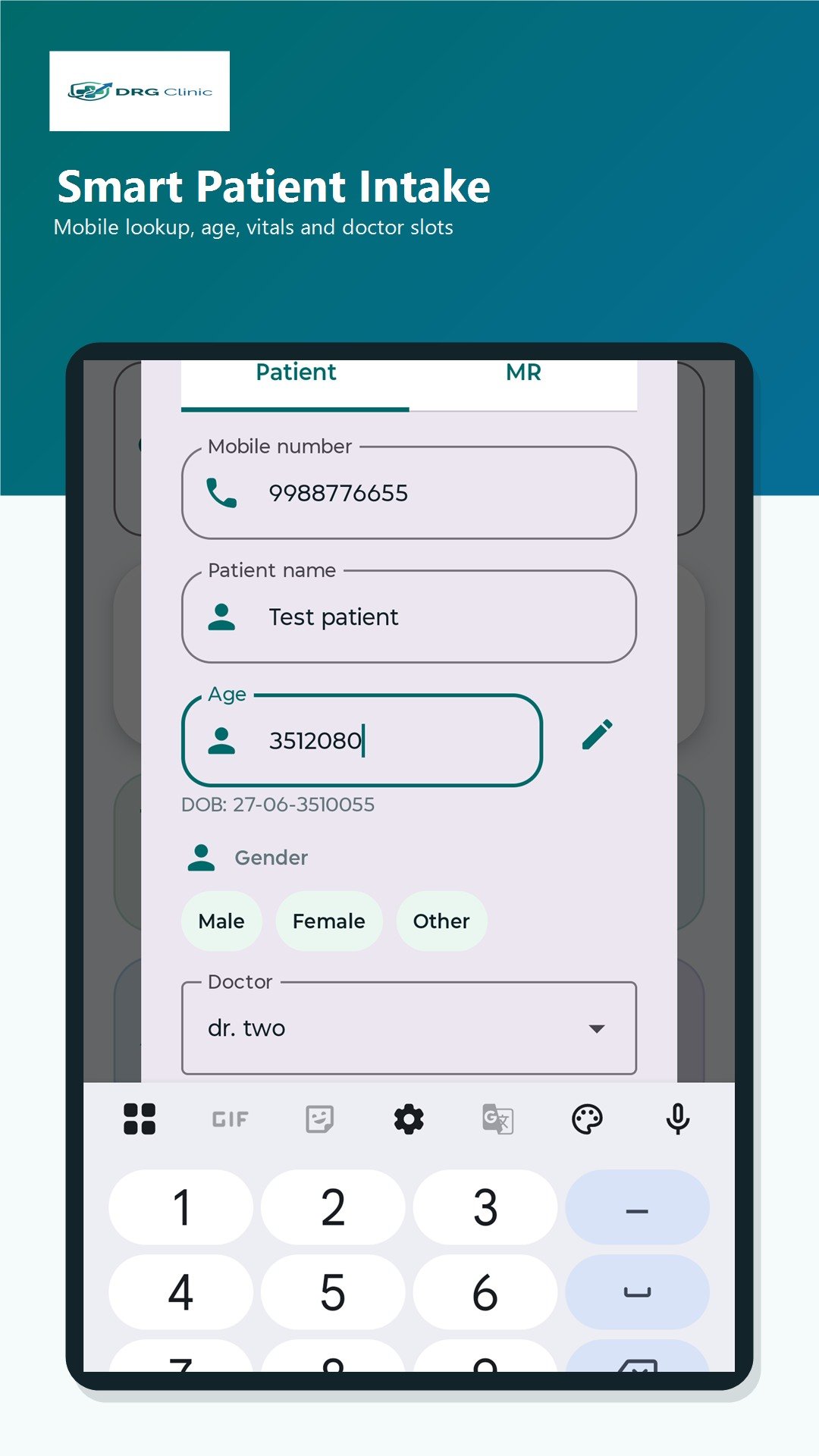 DRG Clinic patient intake