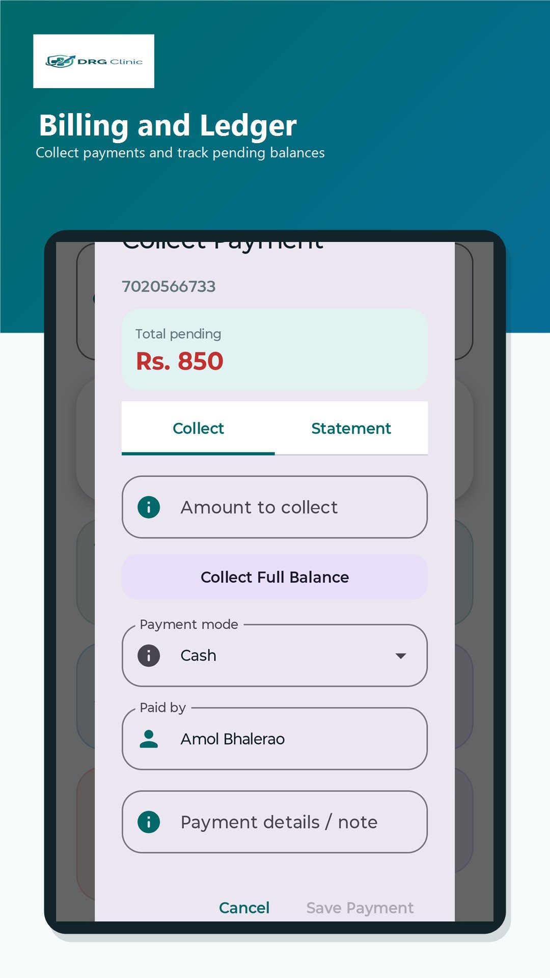 DRG Clinic billing and ledger